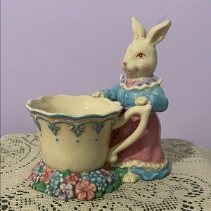 Ceramic Pastel Bunny Trinket Cup - Pink & Blue Easter - spring decor